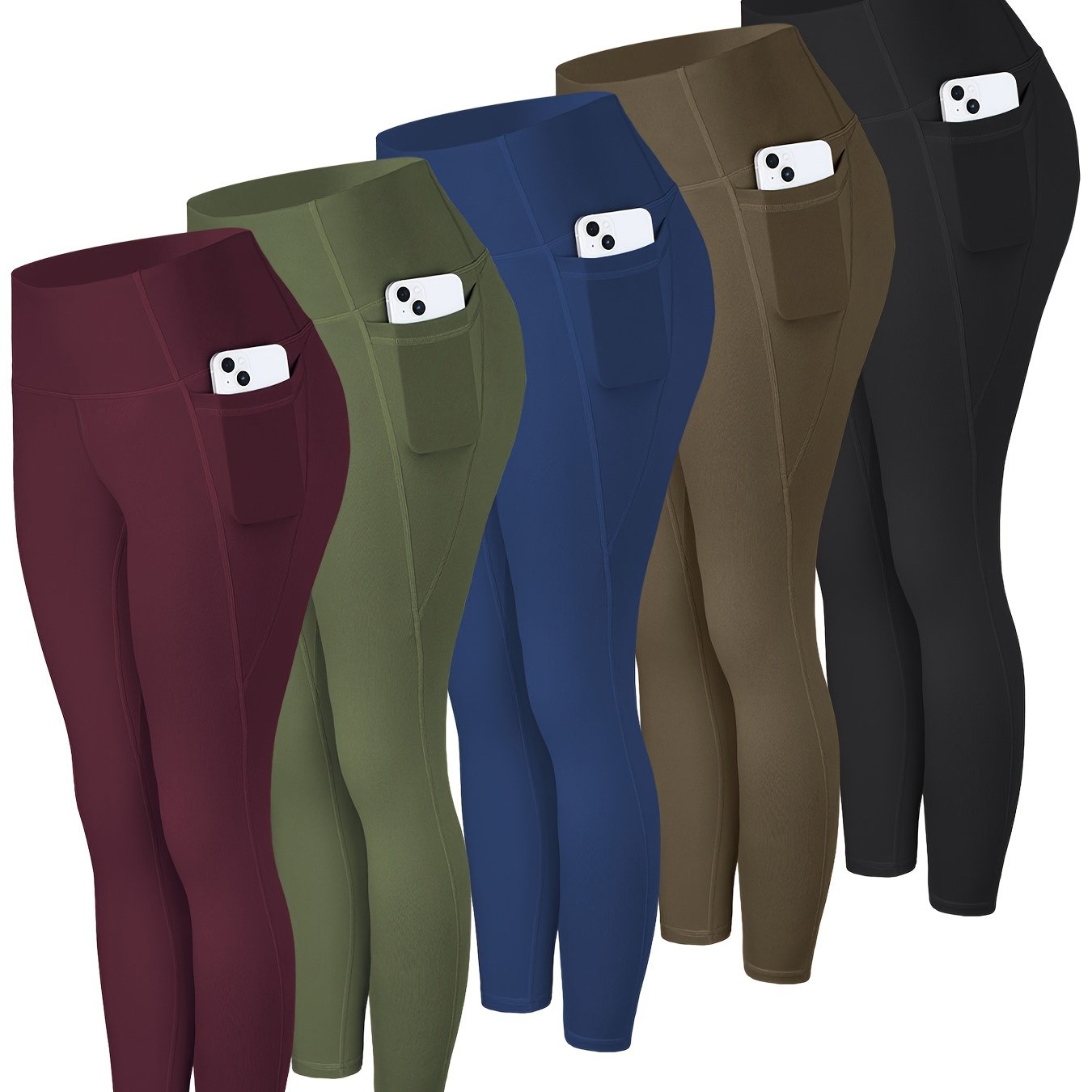 LINOZO Pocket Leggings For Women High Waisted Cropped