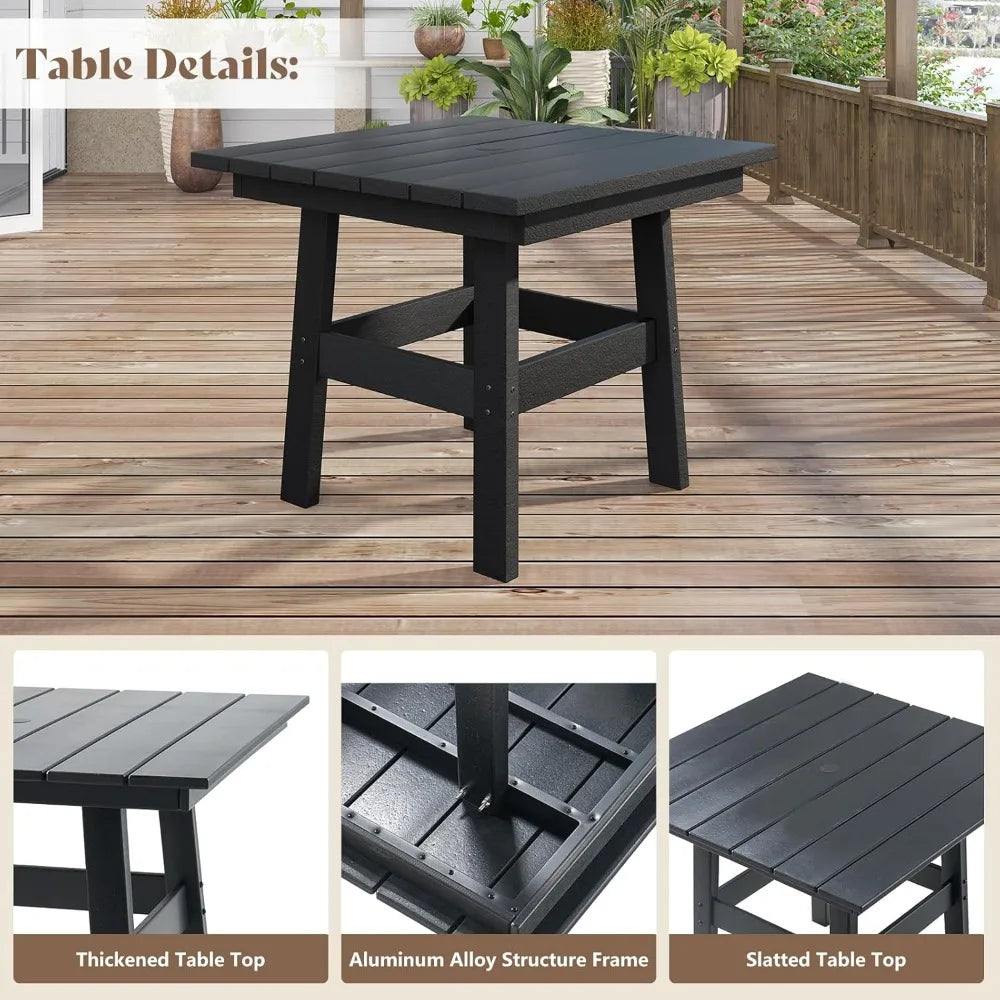 Outdoor WeatherResistant FivePiece Dining Set With Four Cushioned Chairs UmbrellaHole