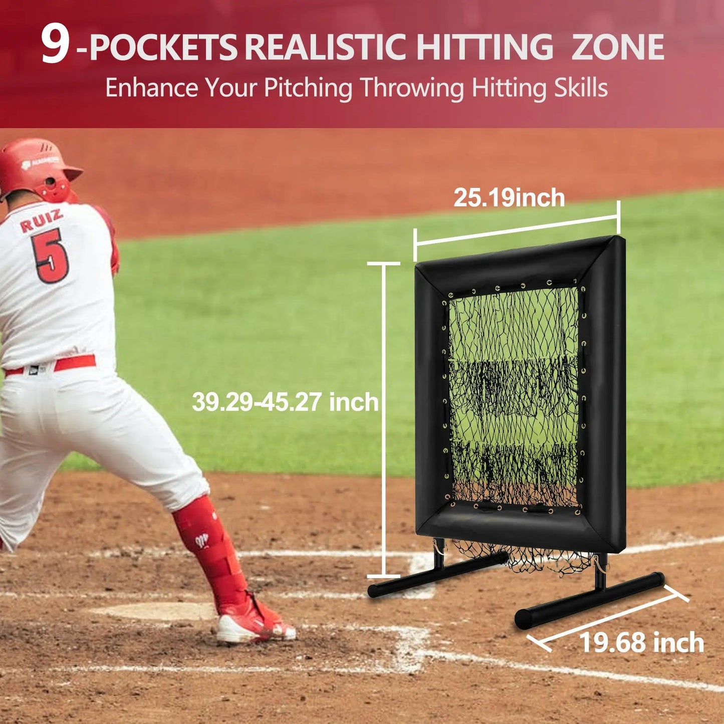 HiMISS Adjustable Pitching Net With 9-Hole Strike Zone For Practice