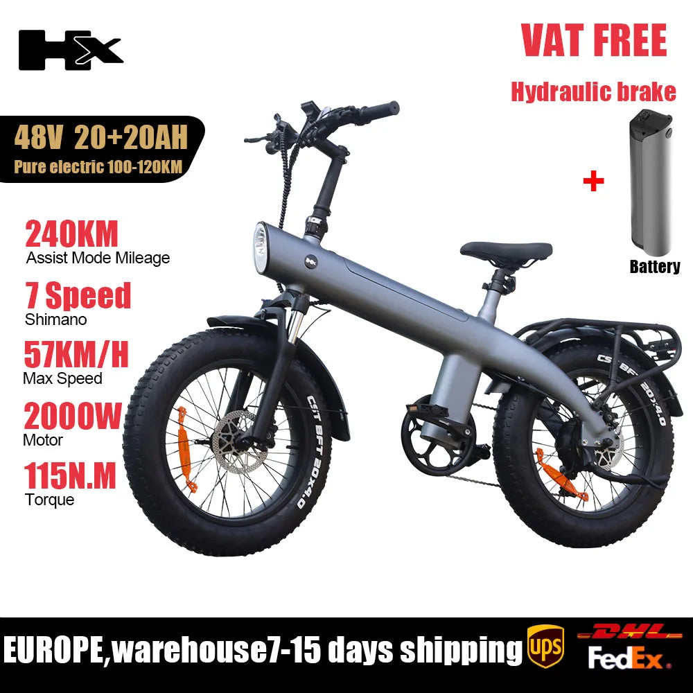 HUANCI HX Q3 2000W Fat Tire Electric Bike Removable Battery