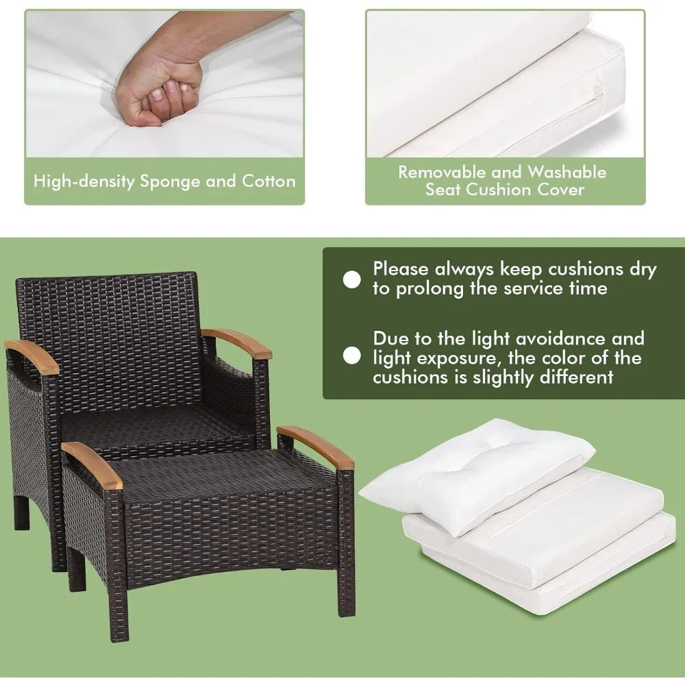 Outdoor PE Wicker Patio Furniture Set With Cushions