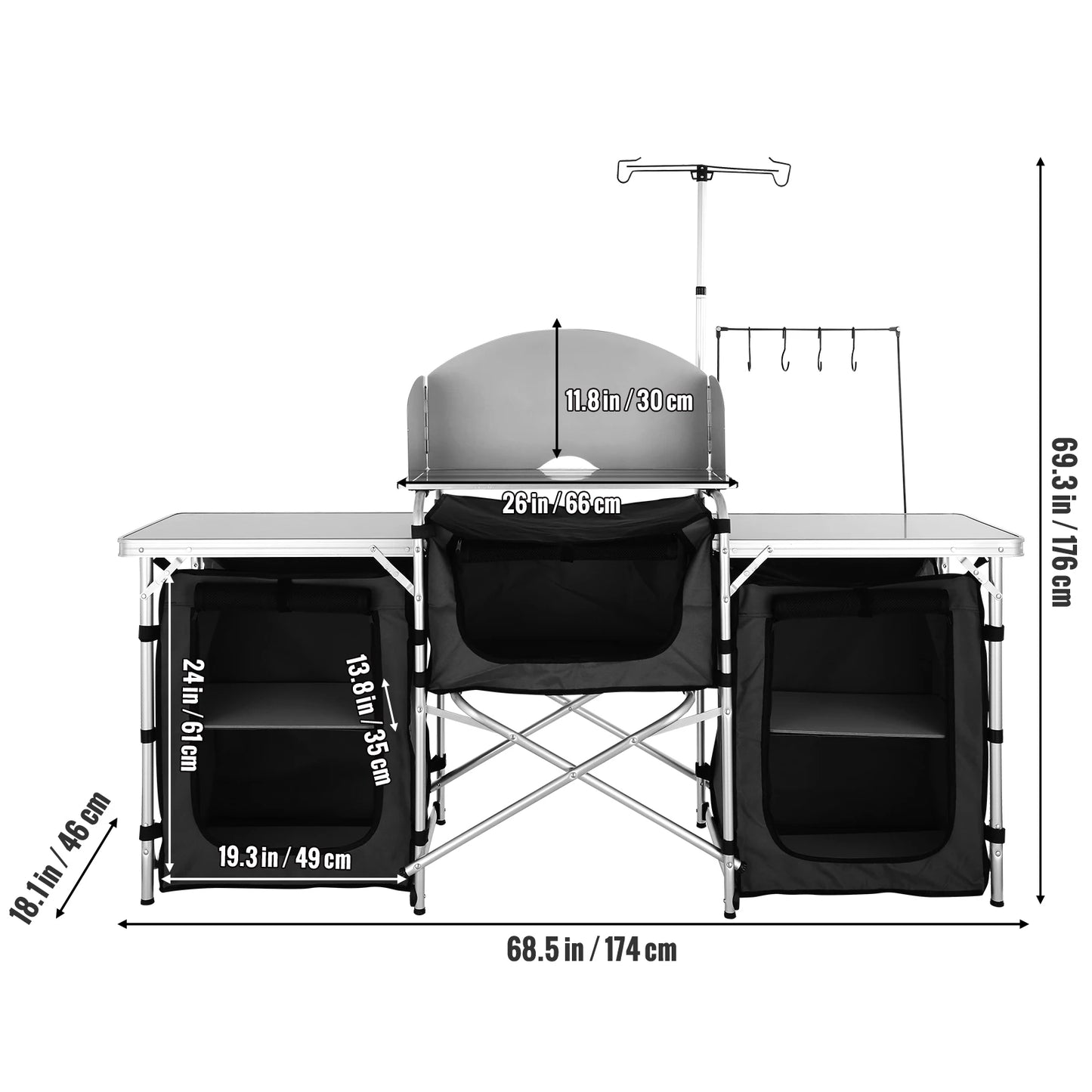 SucceBuy Foldable Outdoor Kitchen Table Cabinet For Camping And BBQ