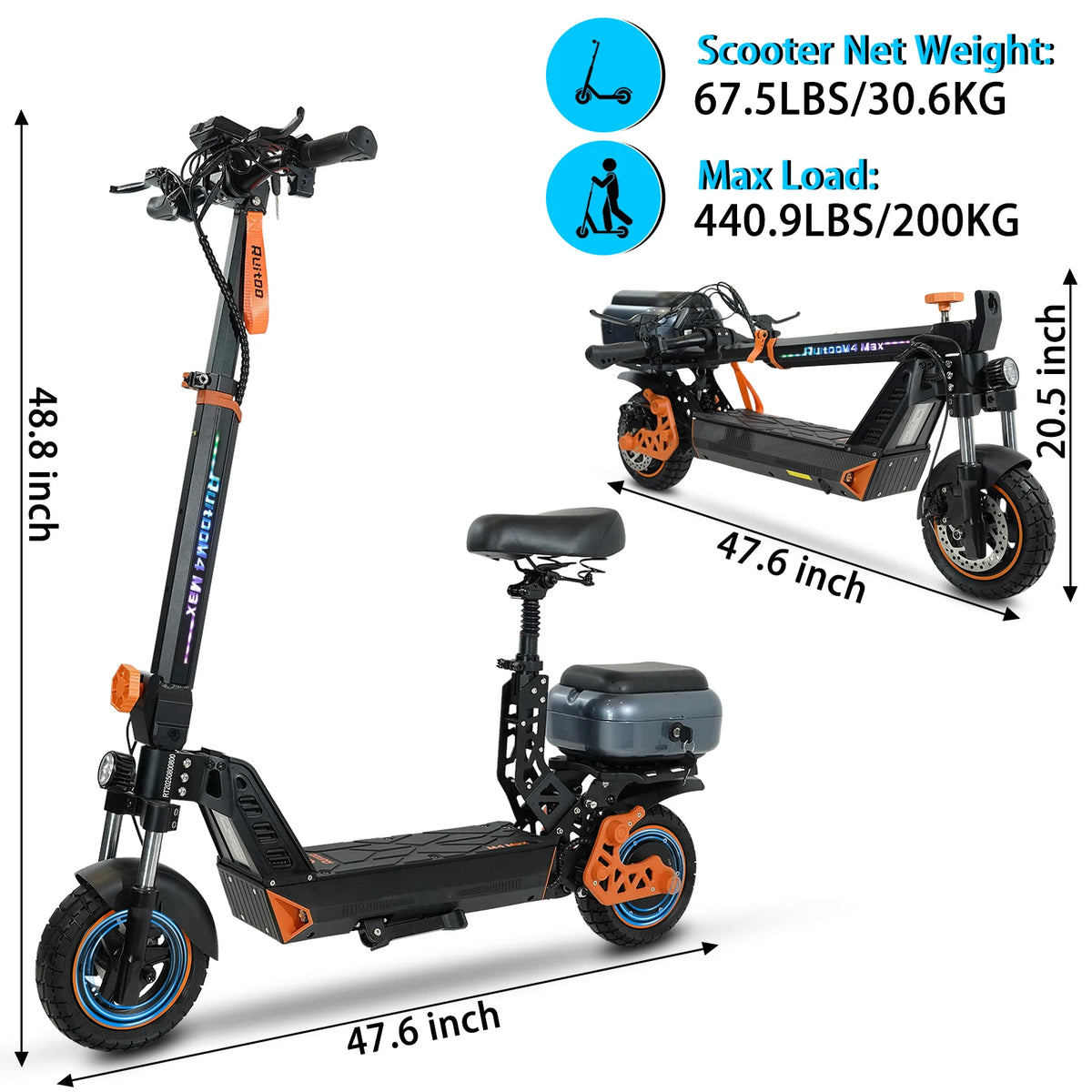 Bikydom Electric Scooter For Adults Foldable Long Range Commuter