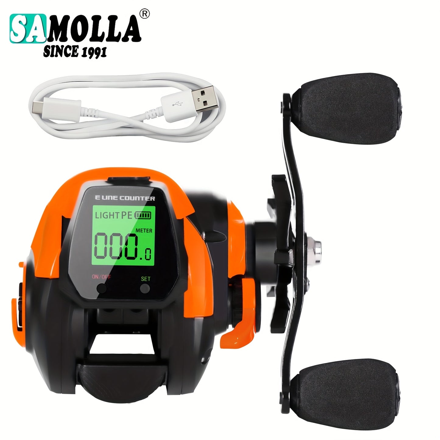 SAMOLLA Digital Display Spoon Fishing Reel Real Time Line Length