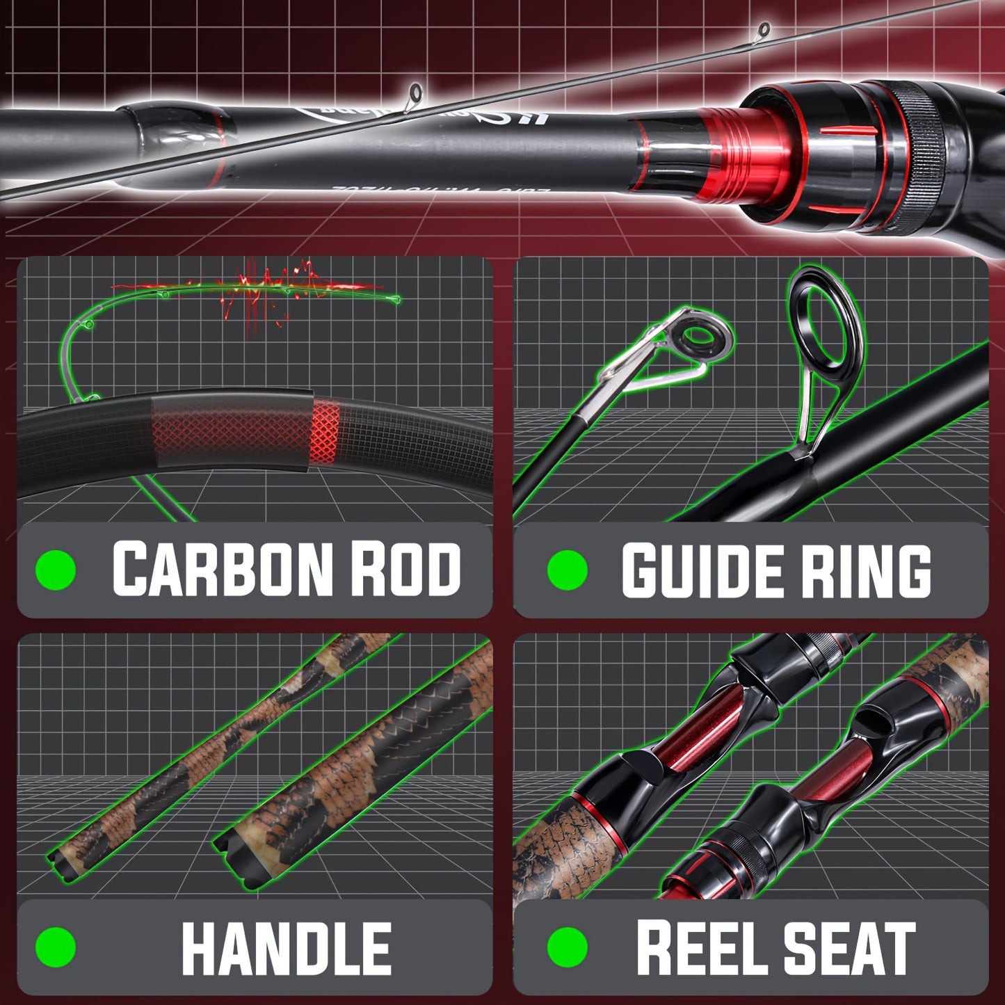 Sougayilang Four-Section Carbon Fiber Rod and Spinning Reel Combo