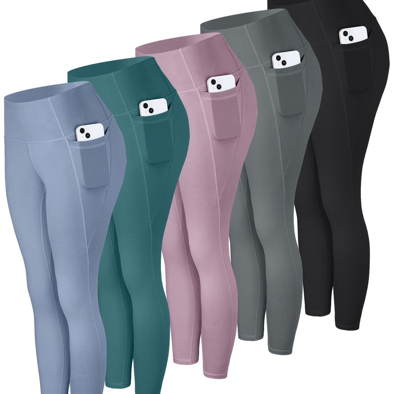 LINOZO Pocket Leggings For Women High Waisted Cropped