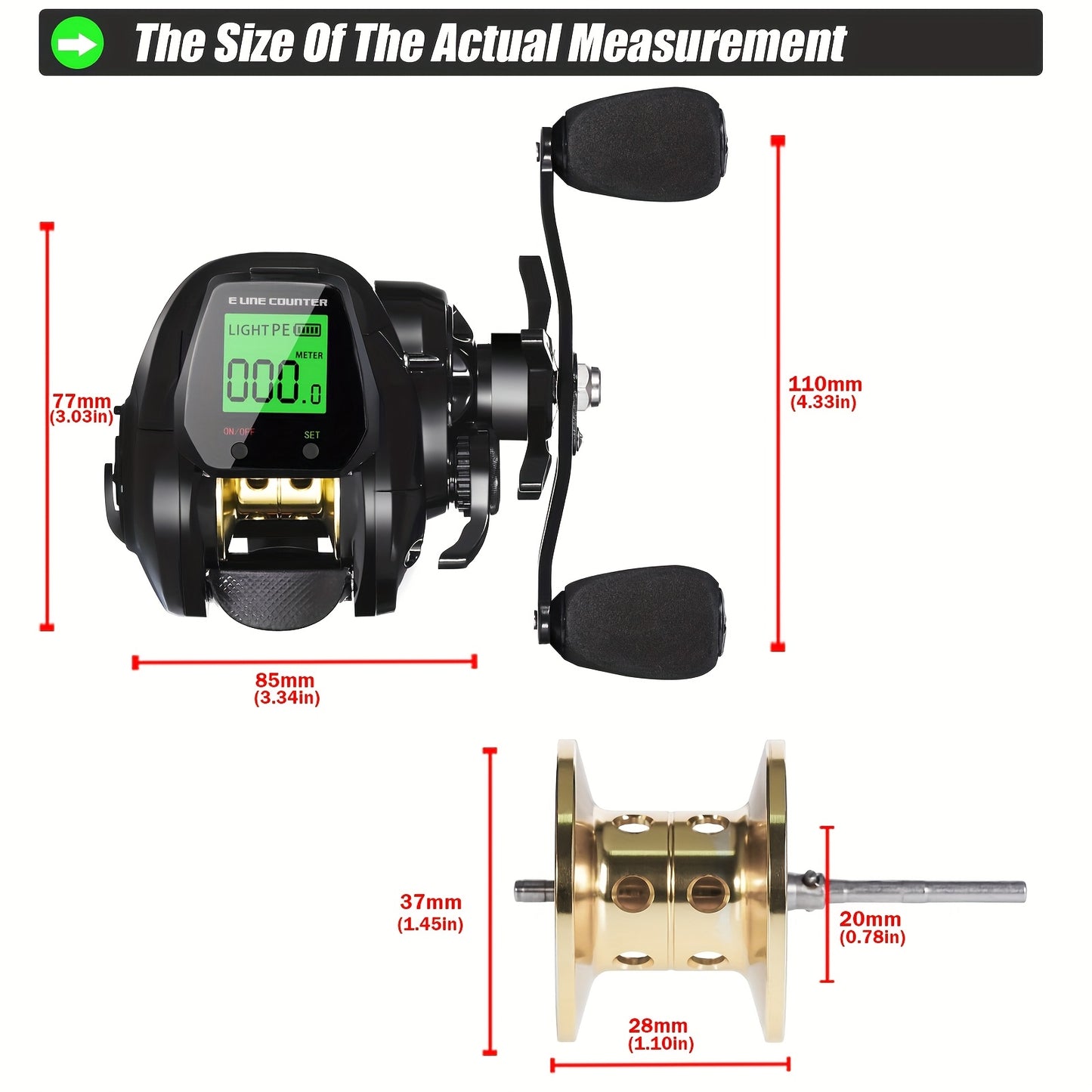 SAMOLLA Digital Display Spoon Fishing Reel Real Time Line Length