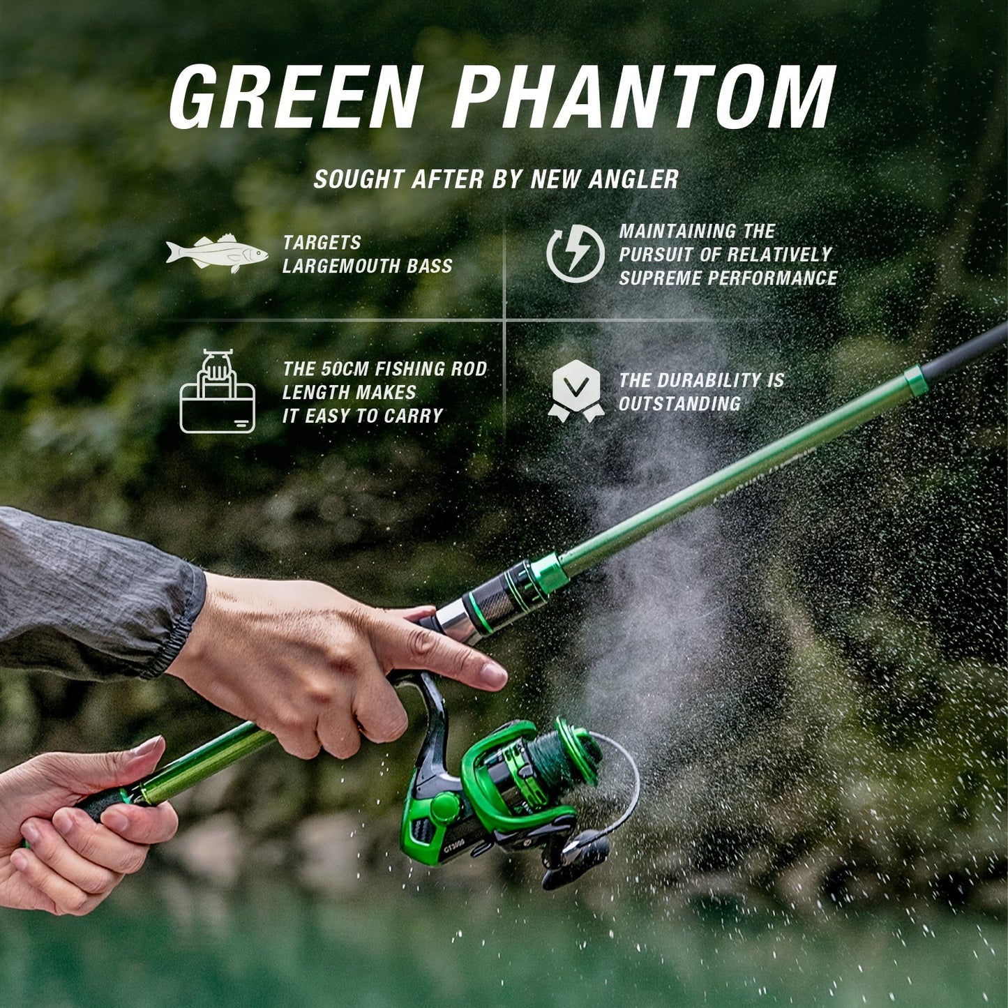 Ghosthorn Spincast Fishing Rod and Reel Combo Telescopic Kit