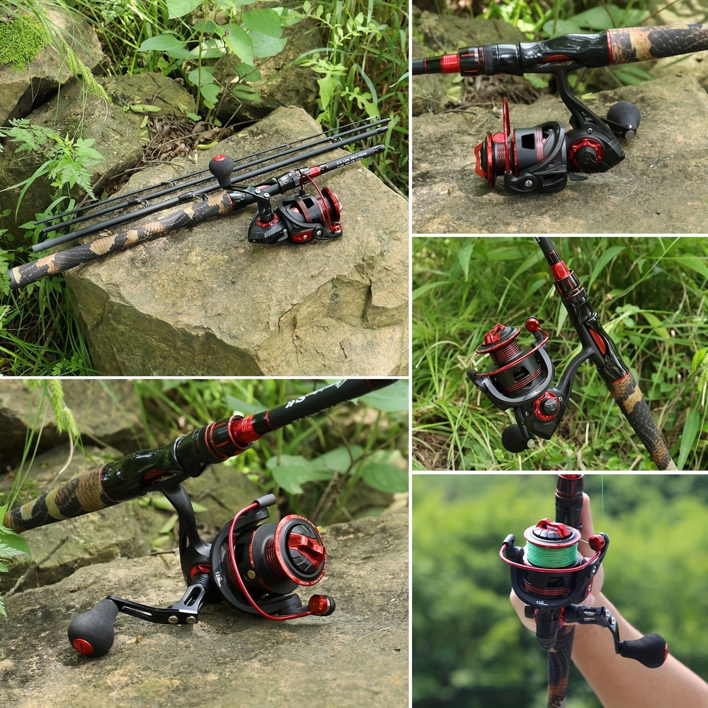 Sougayilang Four-Section Carbon Fiber Rod and Spinning Reel Combo