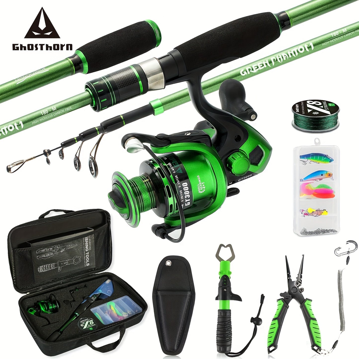 Ghosthorn Spincast Fishing Rod and Reel Combo Telescopic Kit