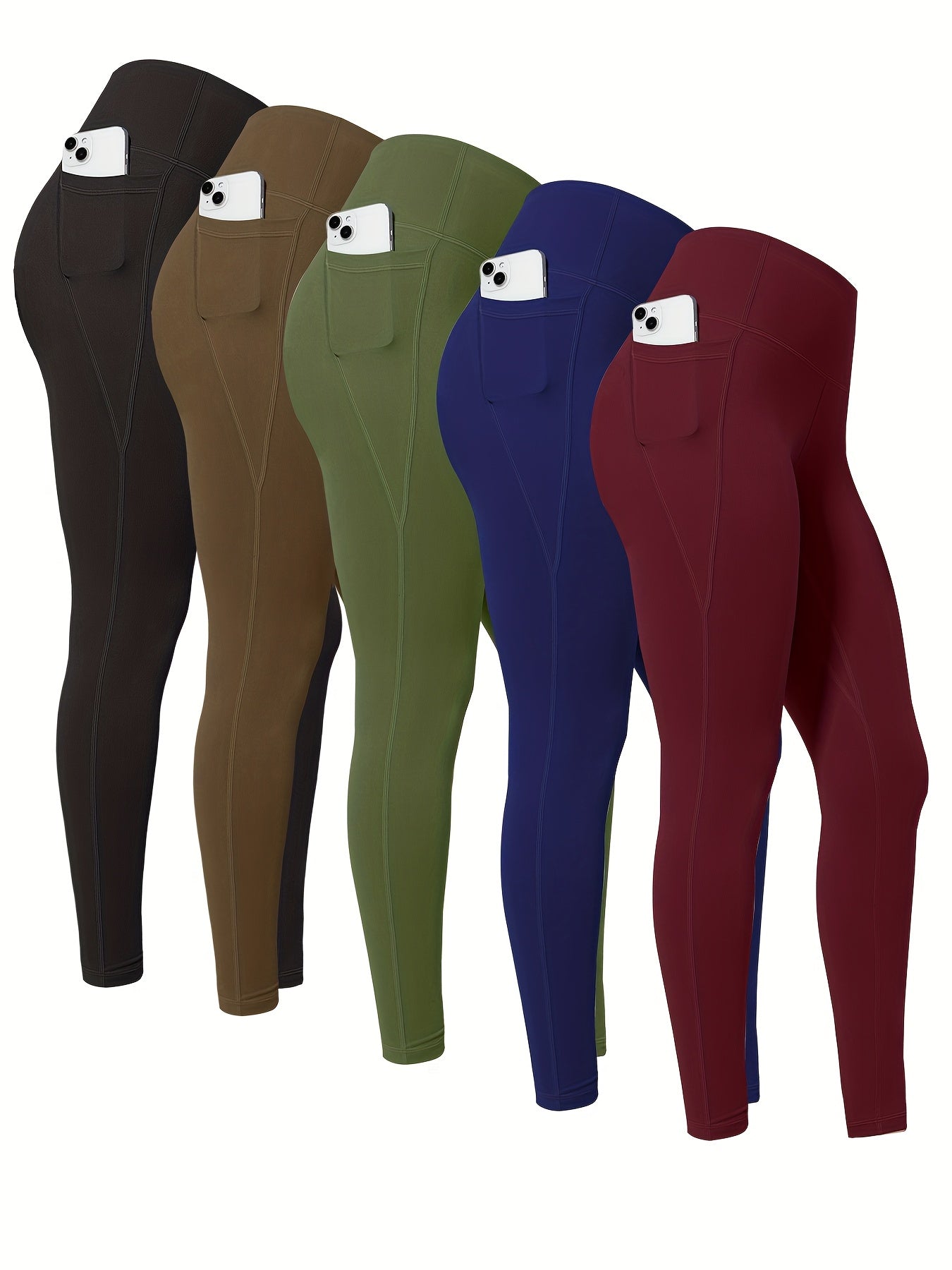 LINOZO Pocket Leggings For Women High Waisted Cropped