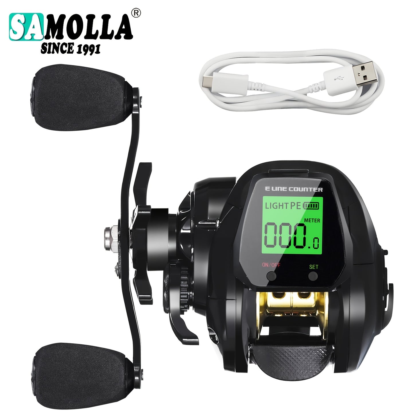 SAMOLLA Digital Display Spoon Fishing Reel Real Time Line Length