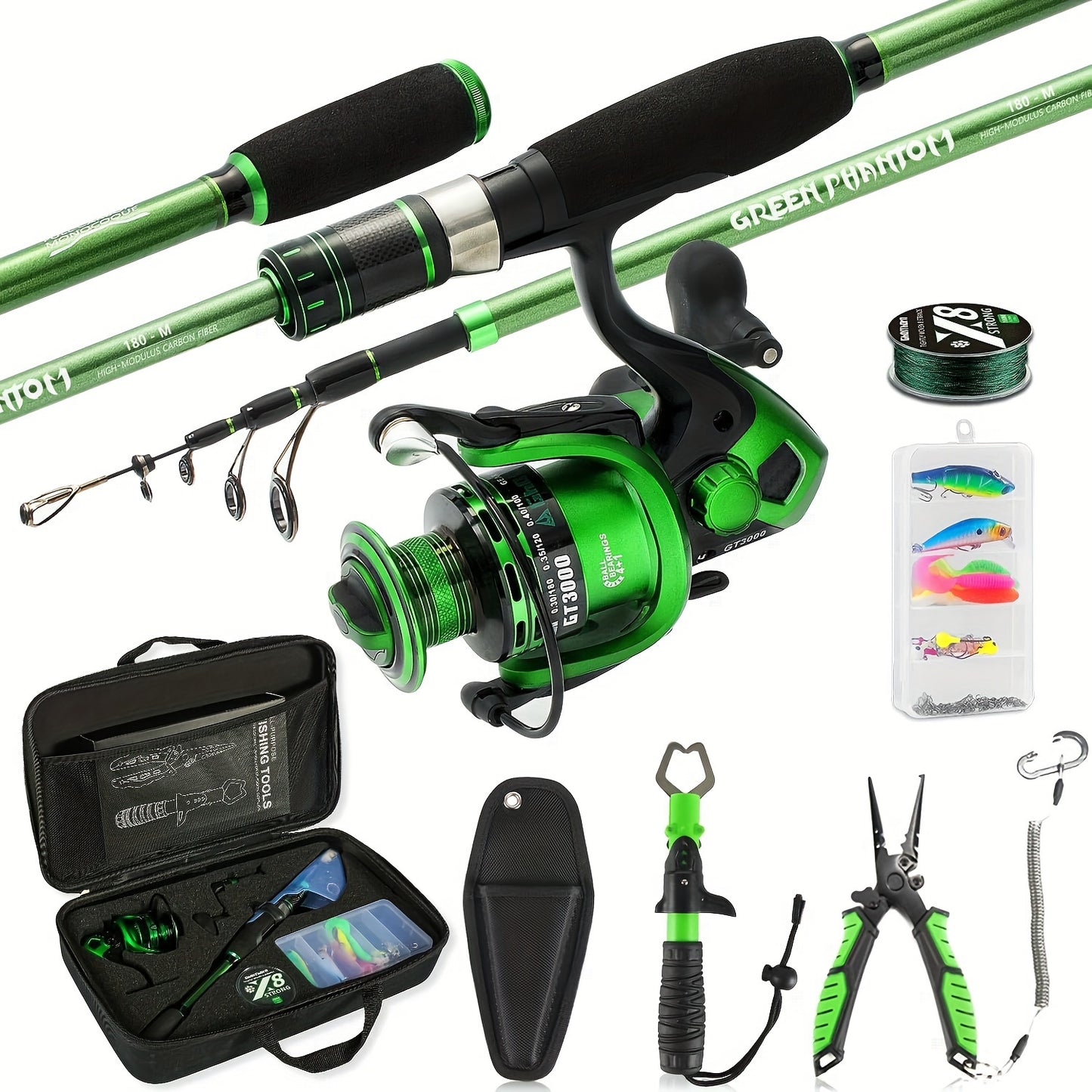 Ghosthorn Spincast Fishing Rod and Reel Combo Telescopic Kit