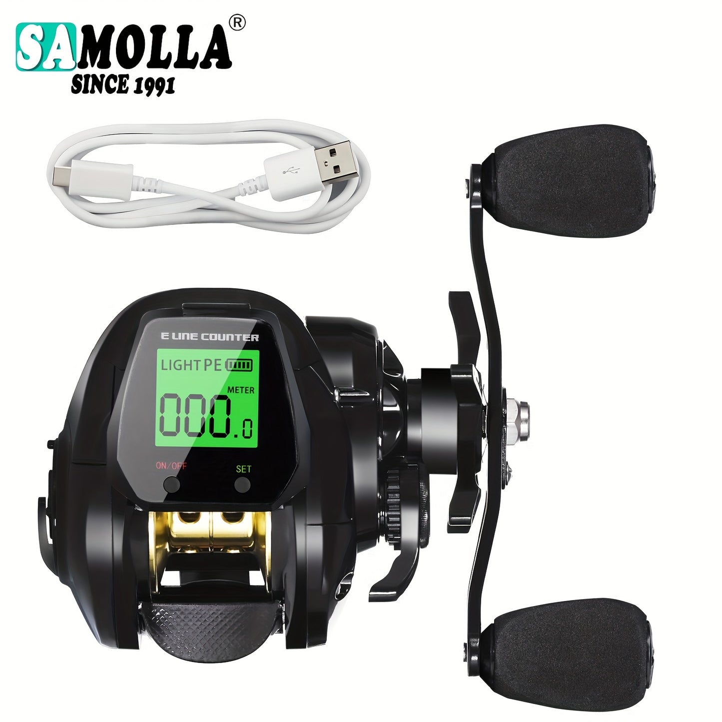 SAMOLLA Digital Display Spoon Fishing Reel Real Time Line Length