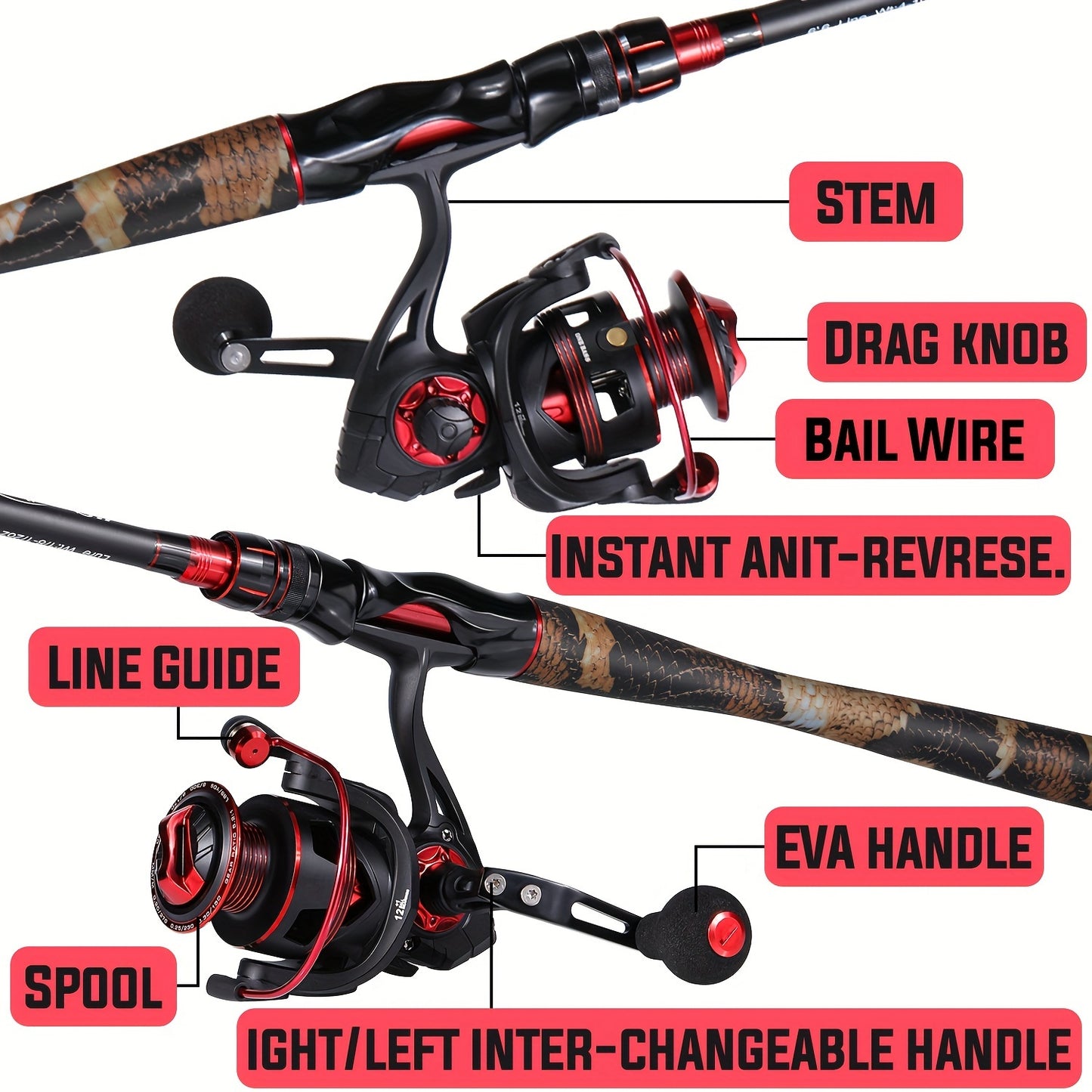 Sougayilang Four-Section Carbon Fiber Rod and Spinning Reel Combo
