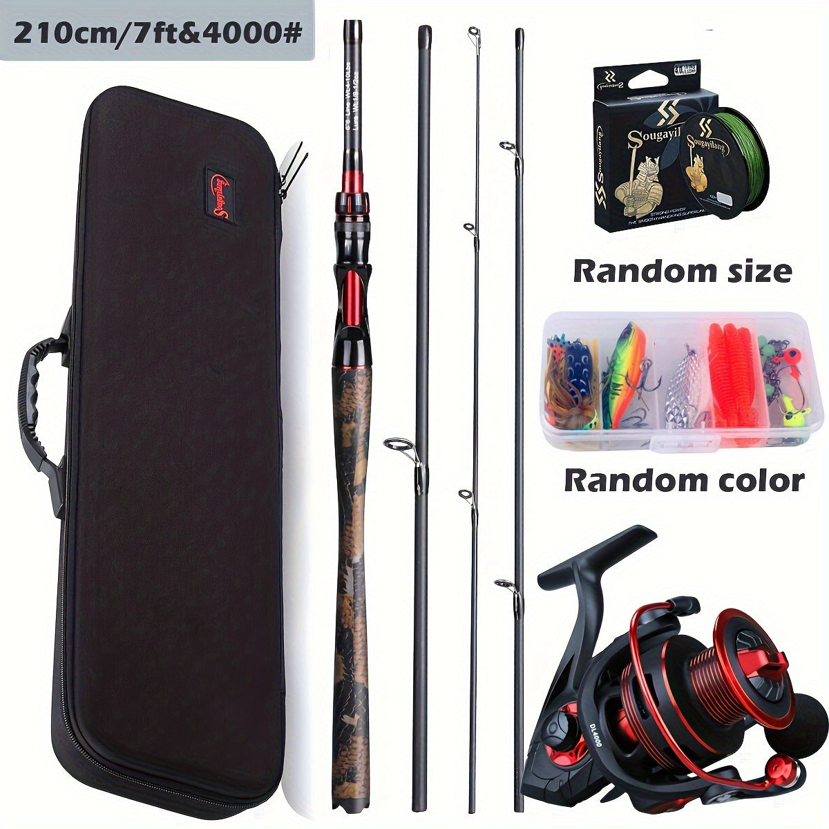 Sougayilang Four-Section Carbon Fiber Rod and Spinning Reel Combo