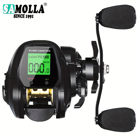 SAMOLLA Digital Display Spoon Fishing Reel Real Time Line Length
