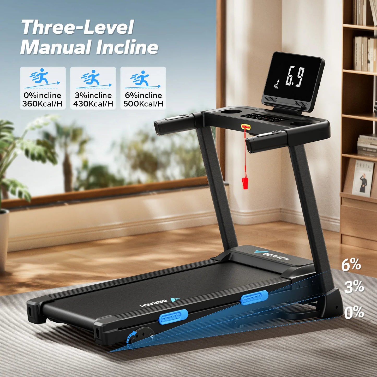 MERACH Treadmill T12 Incline With Double Deck Technology Heart Rate Monitor