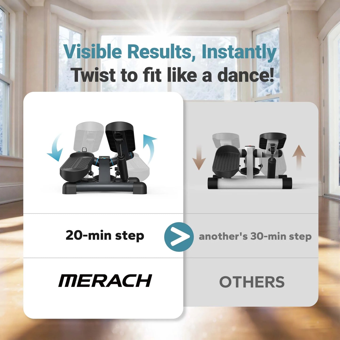 MERACH SpaceSaving Pro CompactMini Stepper Exercise Machine With Resistance Band