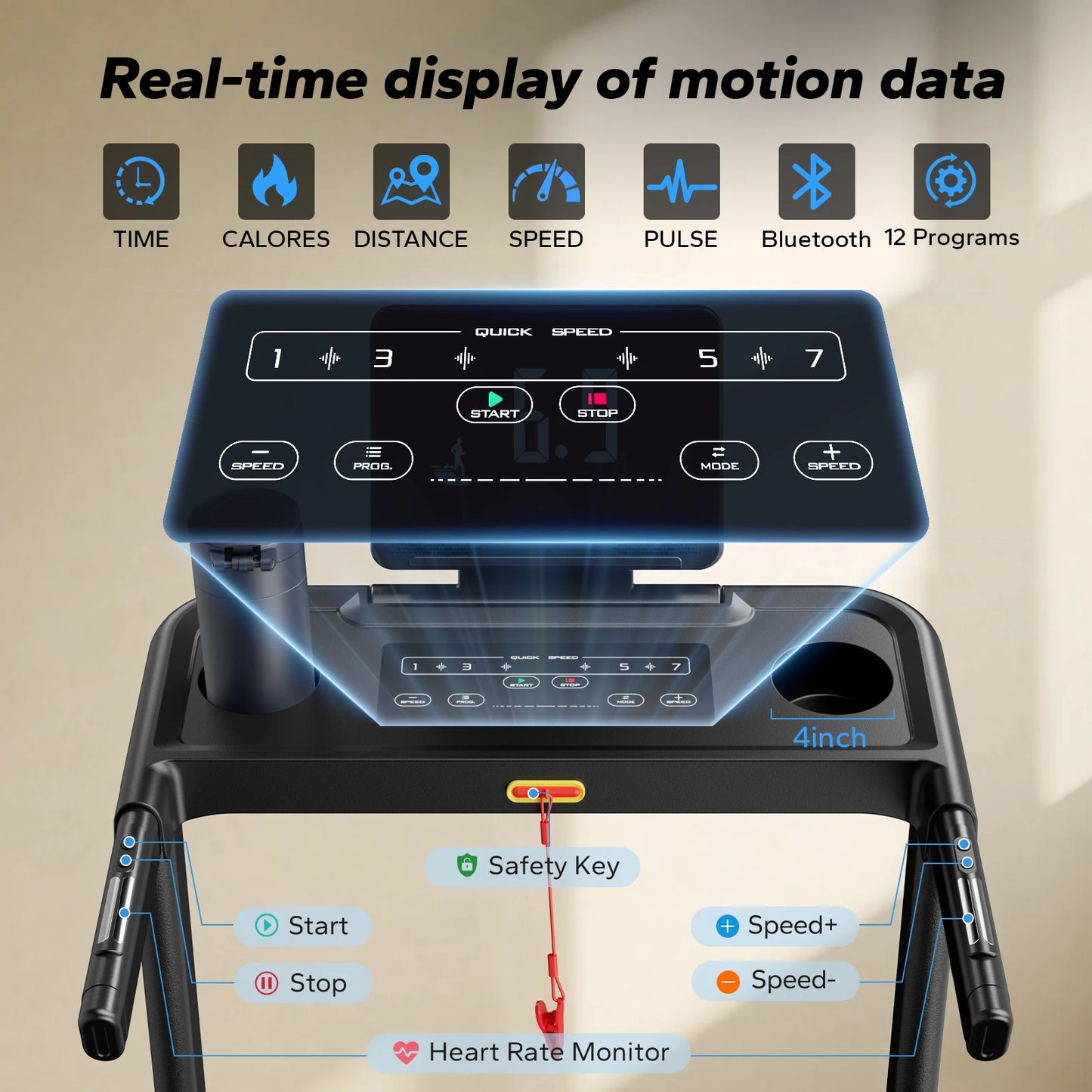 MERACH Treadmill T12 Incline With Double Deck Technology Heart Rate Monitor