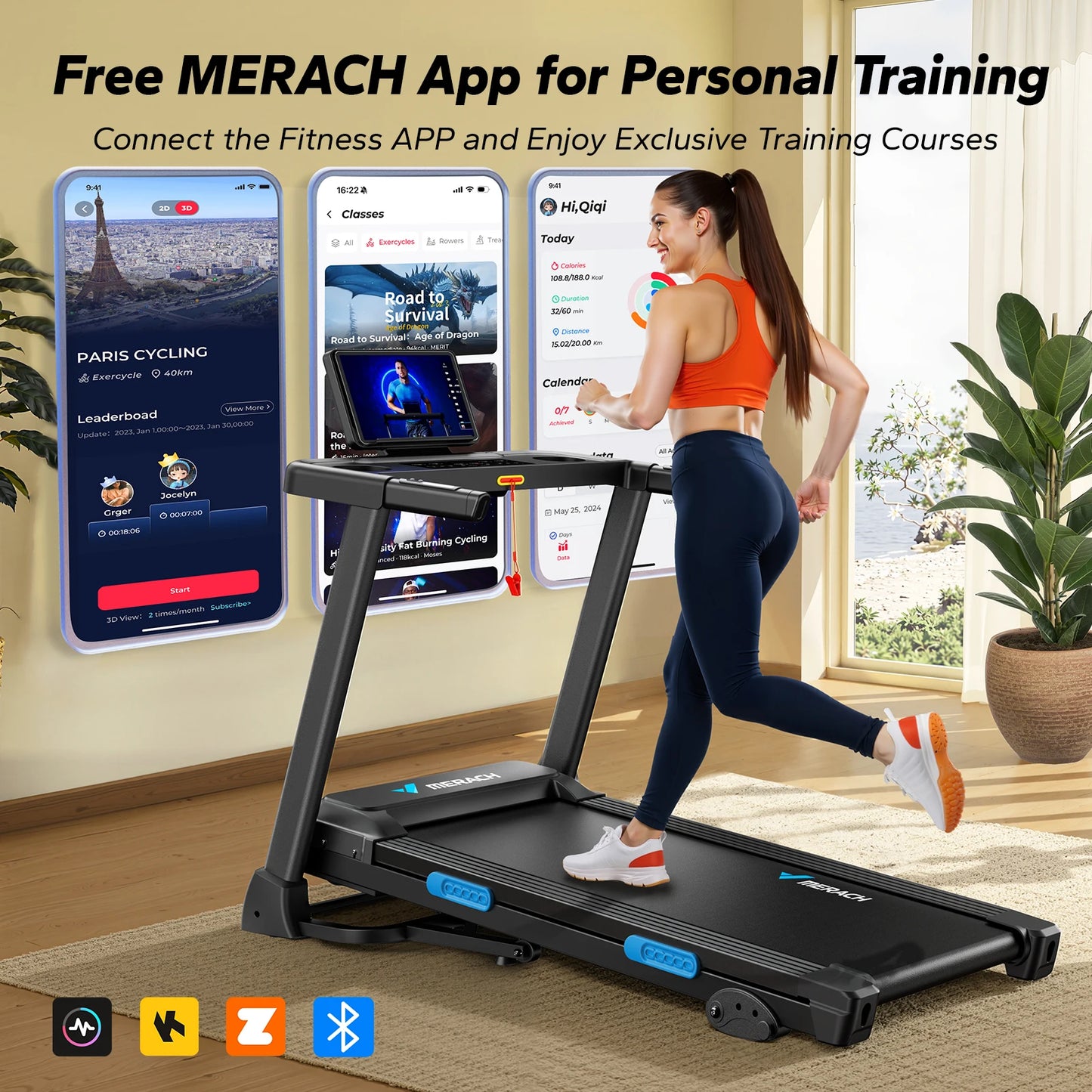 MERACH T12 Foldable Treadmill With Incline And Heart Rate Monitor
