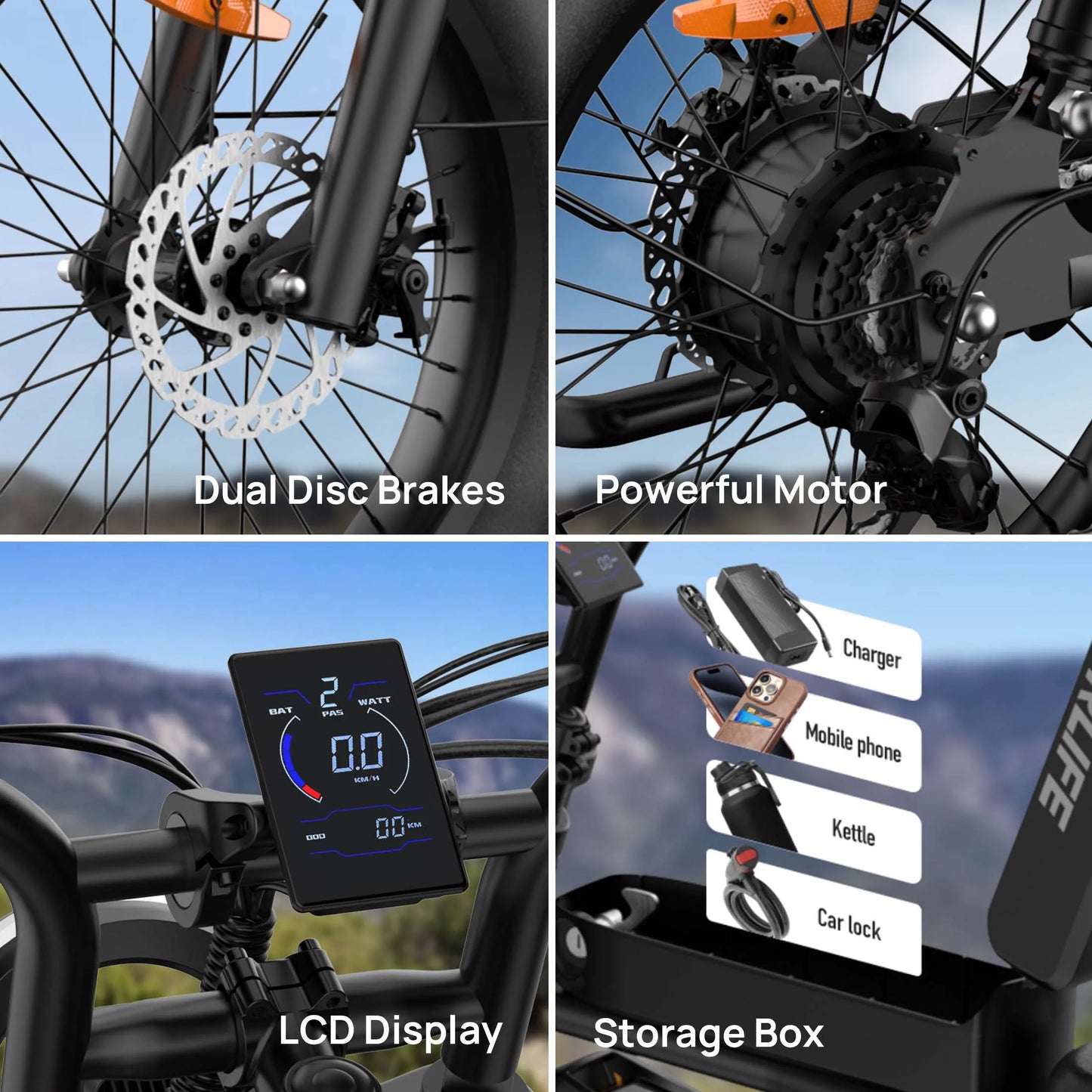 URLIFE Peak 1500W Electric Mountain Bike Removable 48V Battery