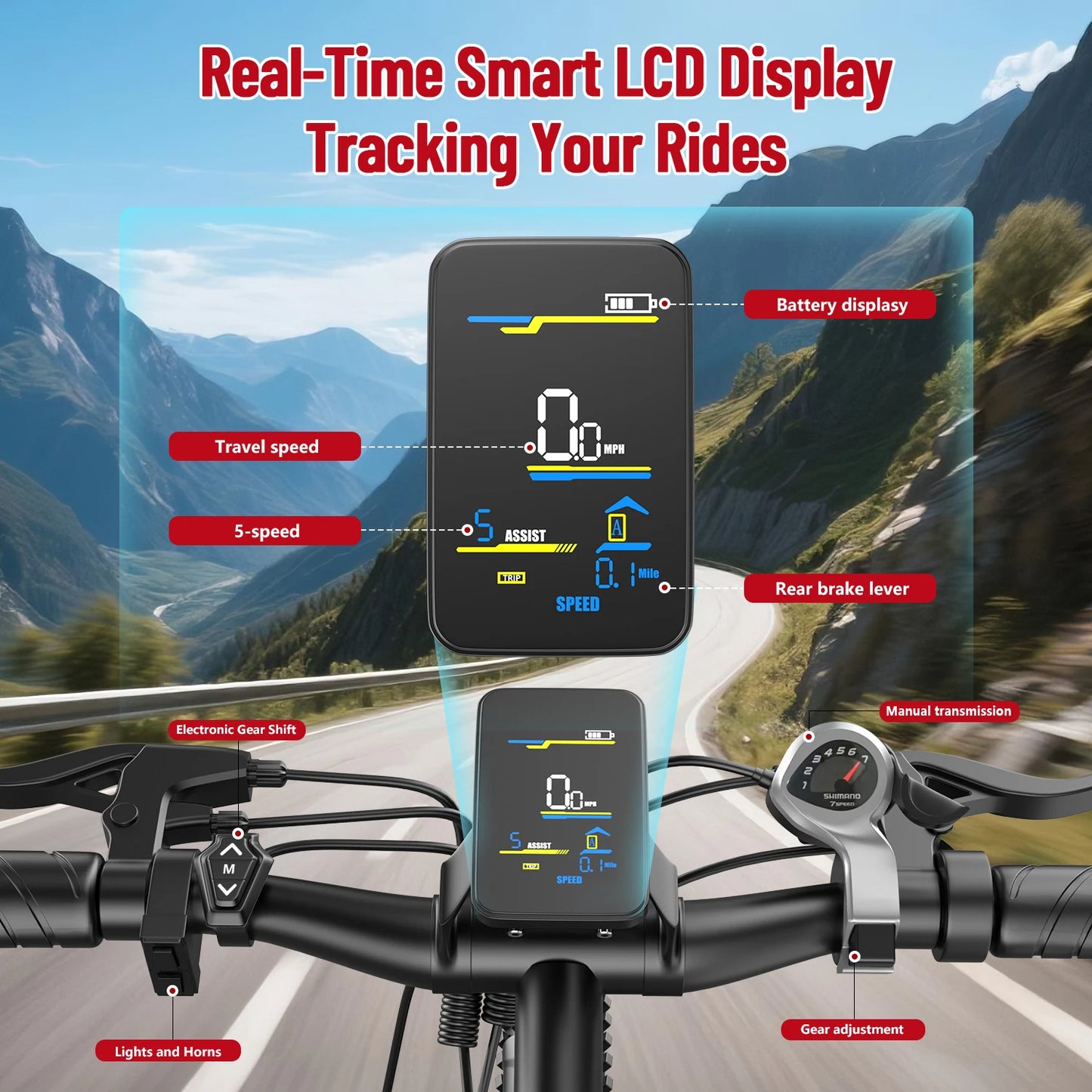 Xkoala Electric Mountain Ebike 1000W Peak Motor 25MPH