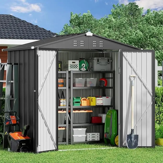 Galvanized Outdoor Storage Shed With Double Lockable Doors