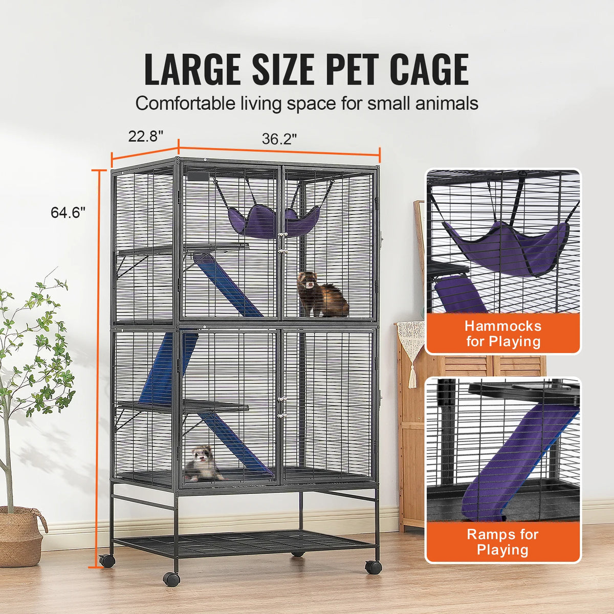 SucceBuy Rolling Multi Tier Metal Small Animal Cage