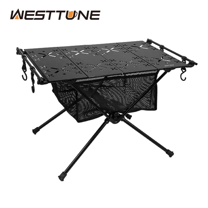 WEST TUNE Folding Camping Table Aluminum Lightweight Portable Table With Storage