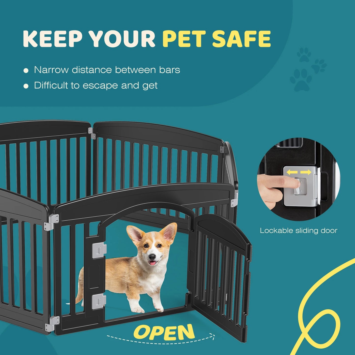 JHK IndustrialGradeHeavyDuty 6-Panel Plastic Dog Playpen Expandable For Medium Dogs