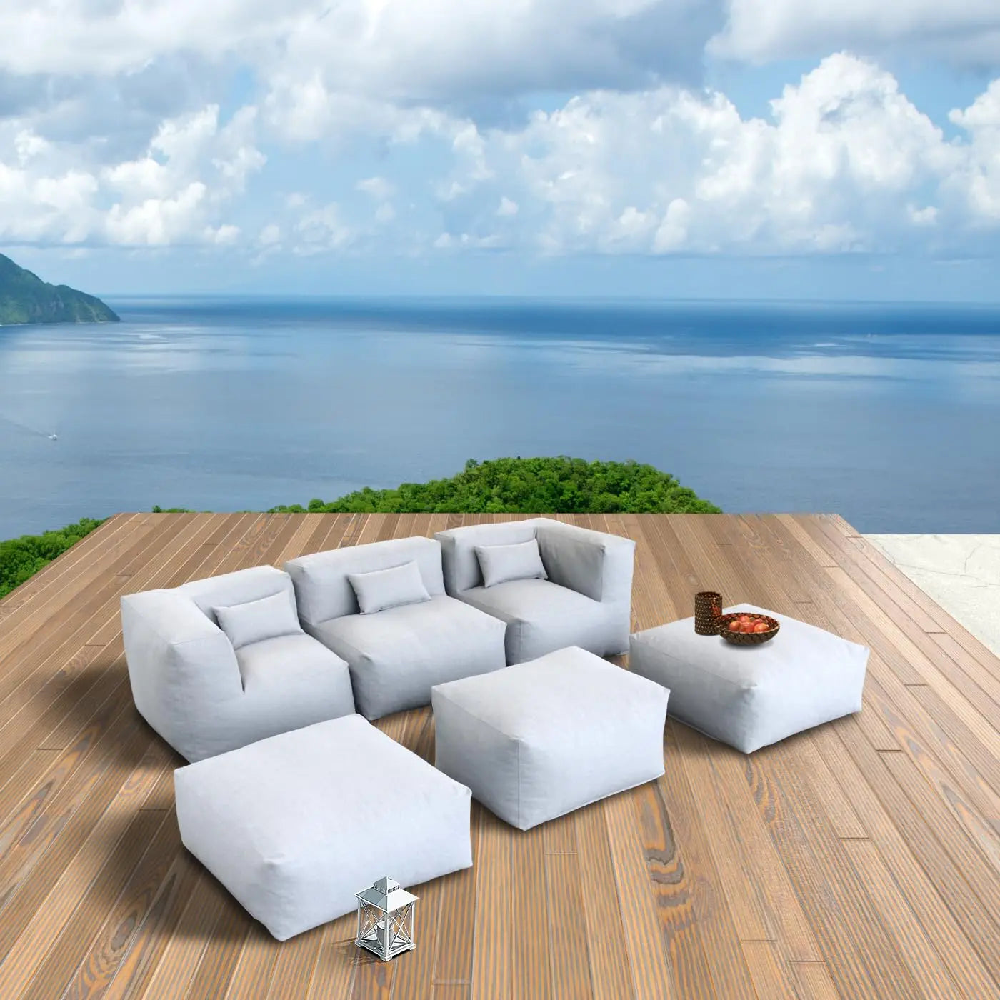 Patio Outdoor Sectional Conversation Set Six Piece Middle Corner Chairs