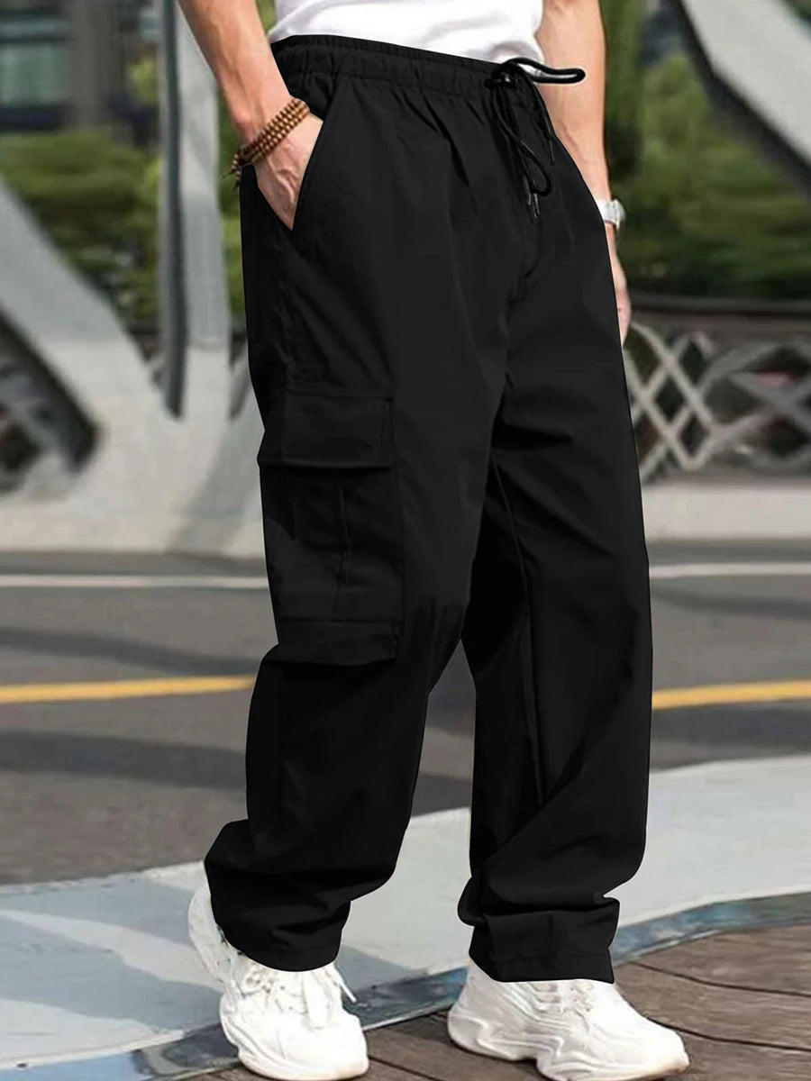 Hirigin Men Loose Cargo Pants With Pockets