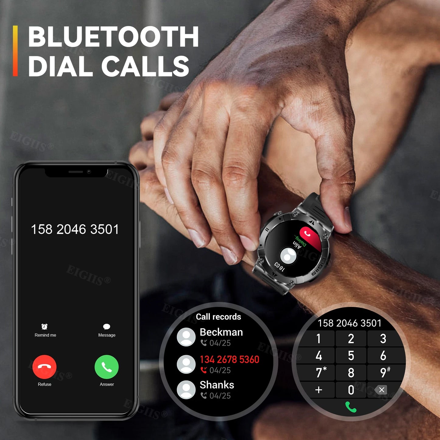 LaNikar Smart Watch With TFT Display Bluetooth Call Blood Pressure