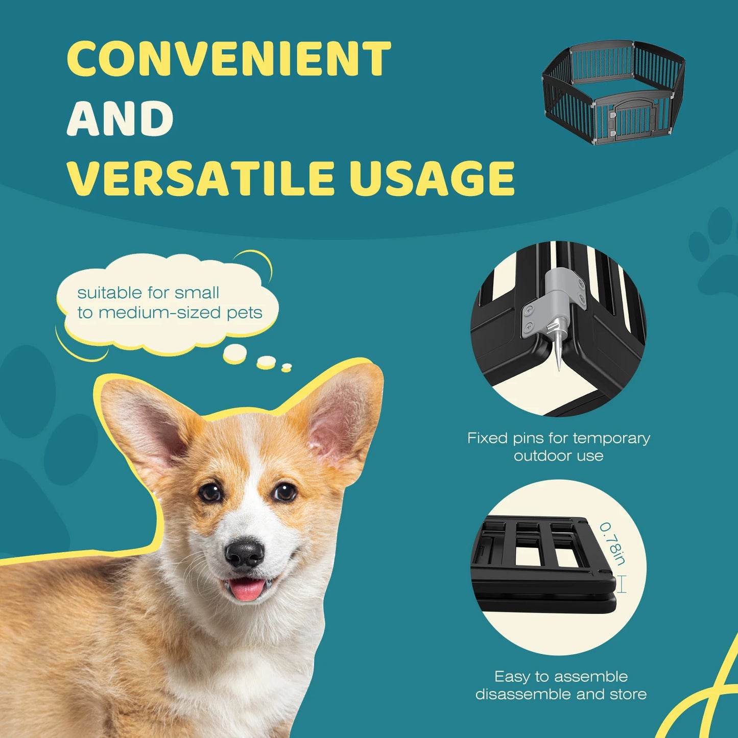 JHK IndustrialGradeHeavyDuty 6-Panel Plastic Dog Playpen Expandable For Medium Dogs