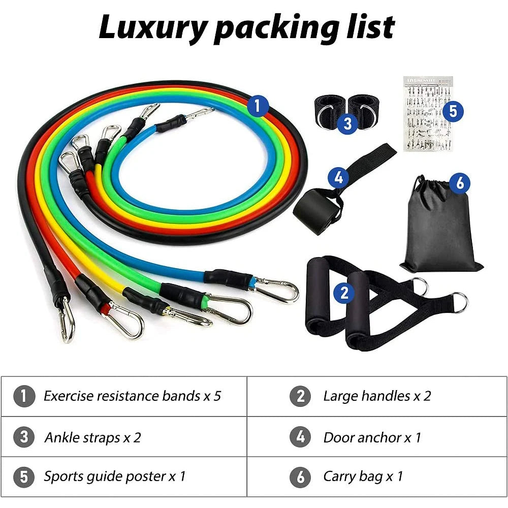 KUUBEED Elastic Resistance Bands Set for Home Gym Training