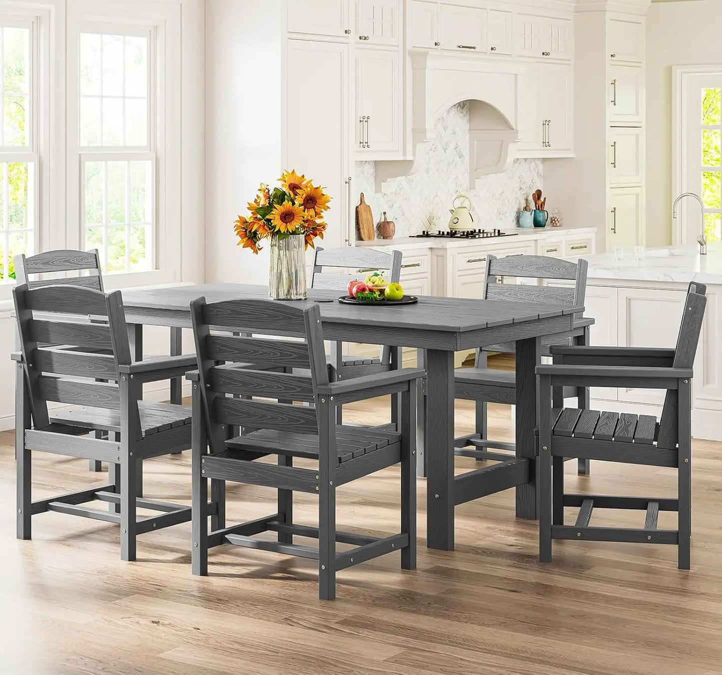 Outdoor Dining Table Set With Six Chairs Minimalist Modern