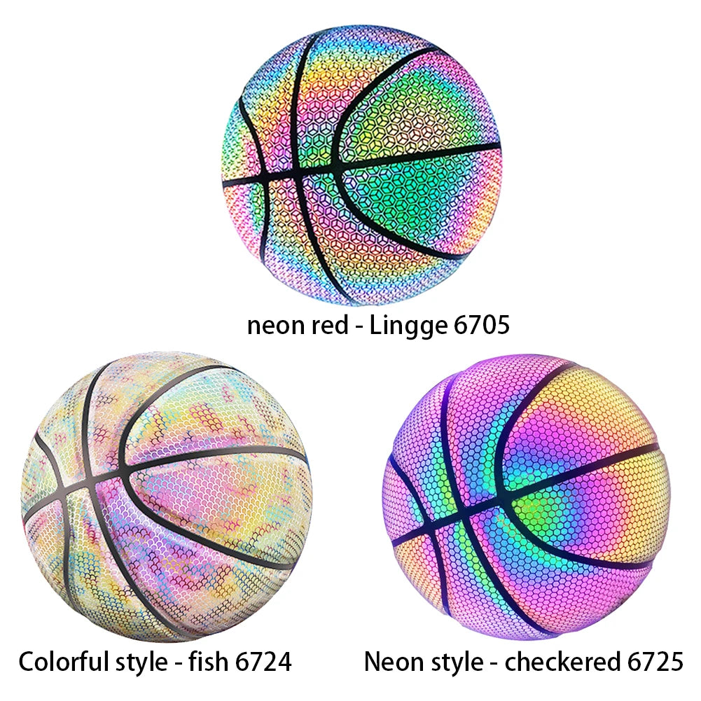 Luminous Holographic Reflective Basketball For Night Play