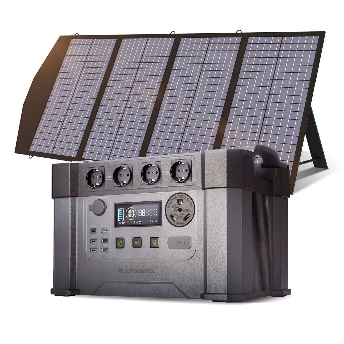 ALLPOWERS S2000 Pro 2400W MPPT Portable Power Station With 4x100W Foldable Solar Panels