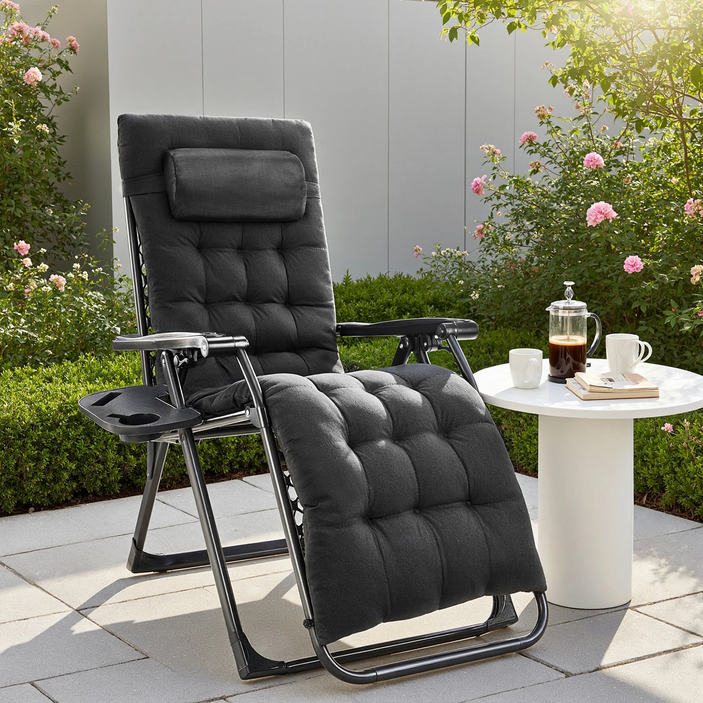 JHK Zero Gravity Portable Recliner With Cup Holder Trays