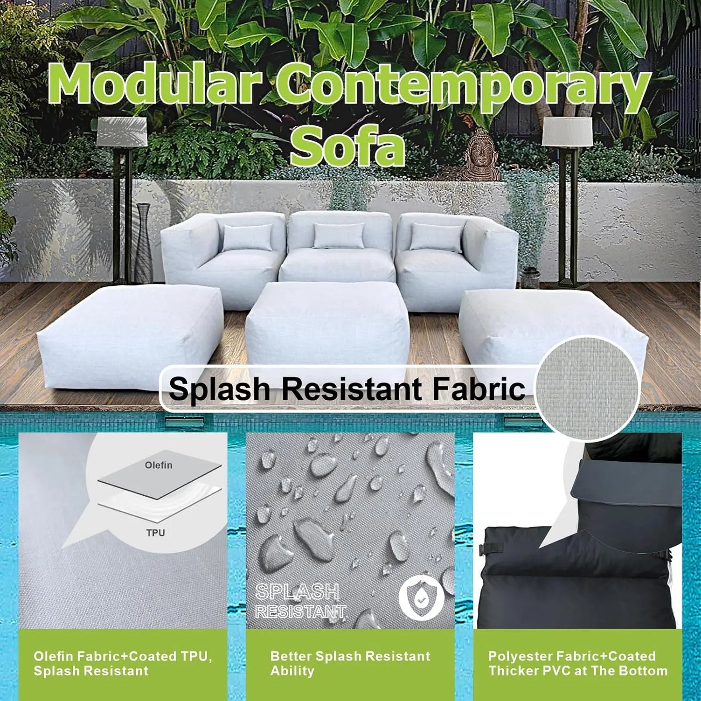 Patio Outdoor Sectional Conversation Set Six Piece Middle Corner Chairs