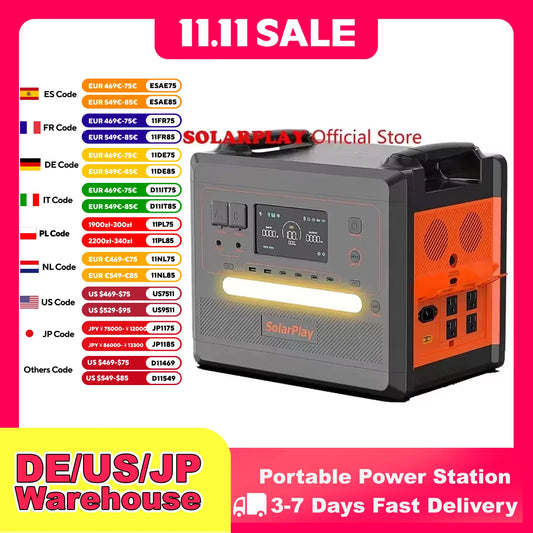 SOLARPLAY Portable Power Station 2500W 2300Wh Solar Generator