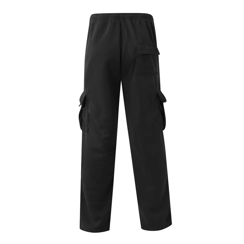 Hirigin Men's Loose Cargo Pants Drawstring Wide Leg Outdoor