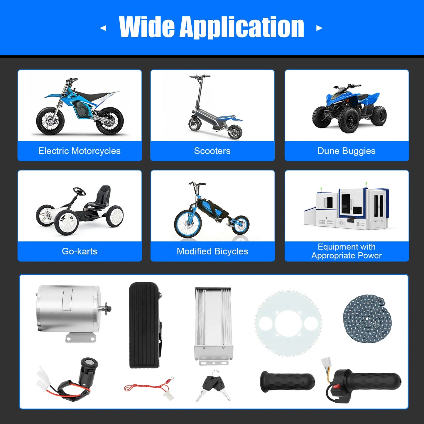 Brushless Motor 3000W E-Bike Kit 48-72V High-Performance Three-Speed Controller Module