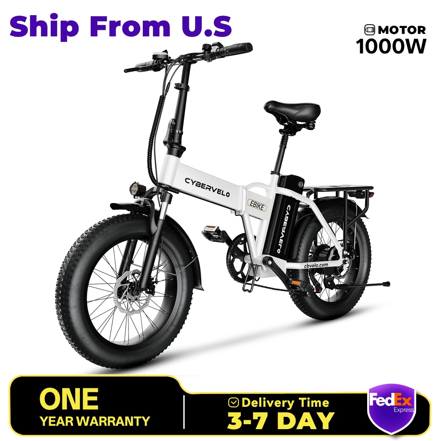 CYBERVELO MARS700 Folding Electric Bike With Removable Battery 1000W