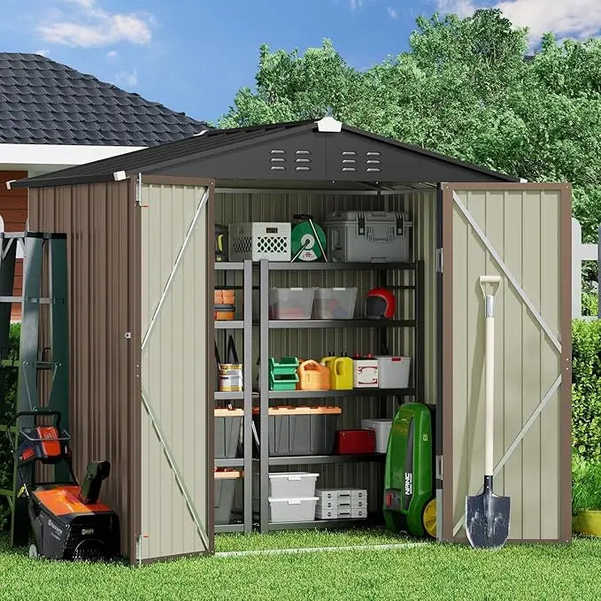 Galvanized Outdoor Storage Shed With Double Lockable Doors
