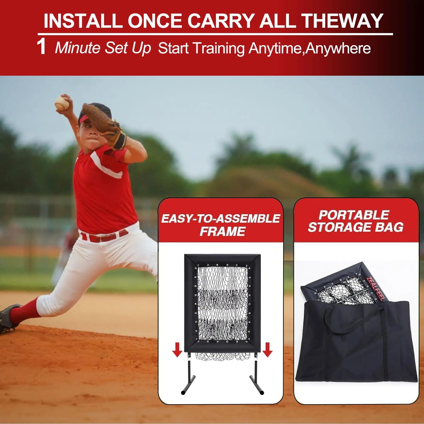 HiMISS Adjustable Pitching Net With 9-Hole Strike Zone For Practice