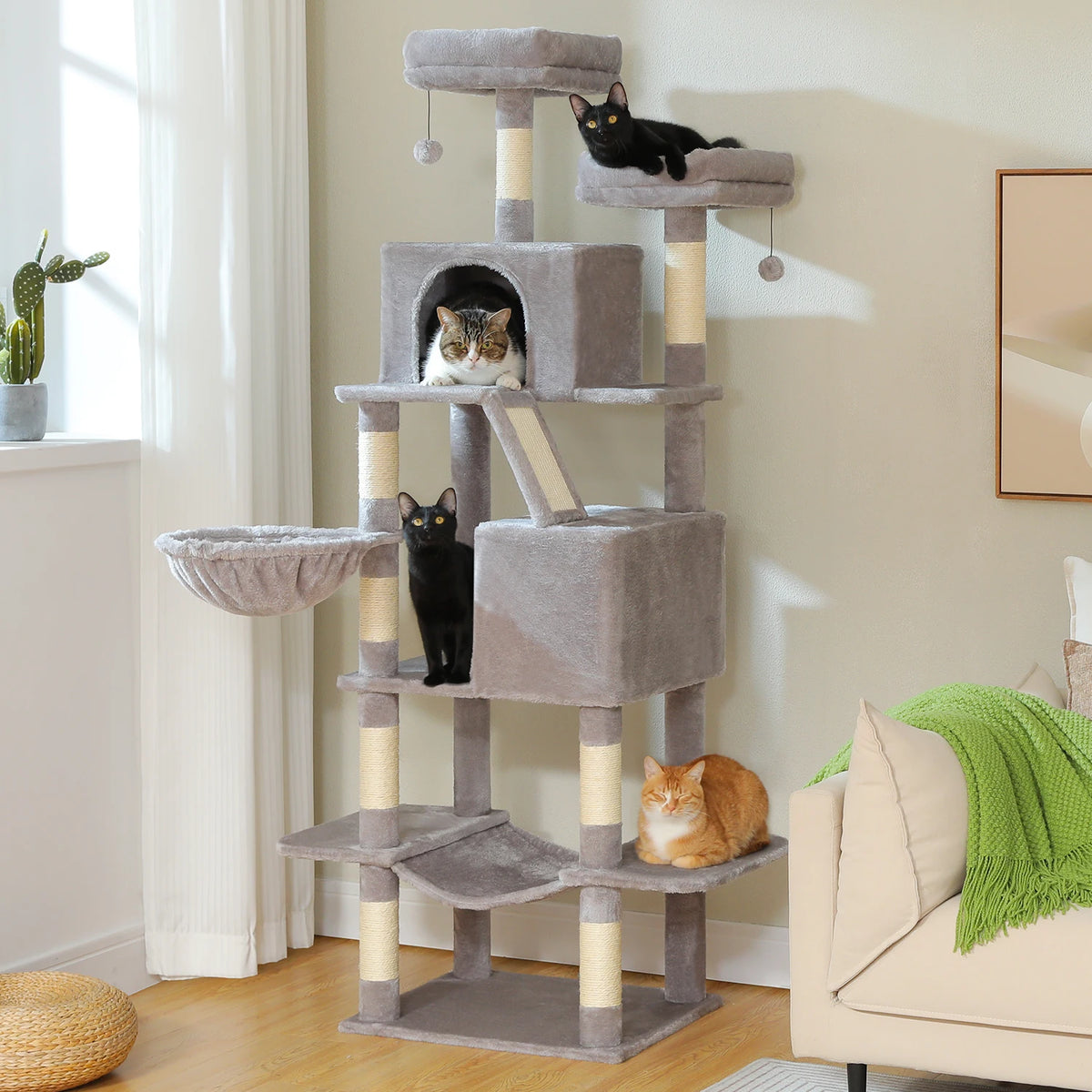 PAWZ Road Tiered Cat Tree With Scratching Posts And Hammock