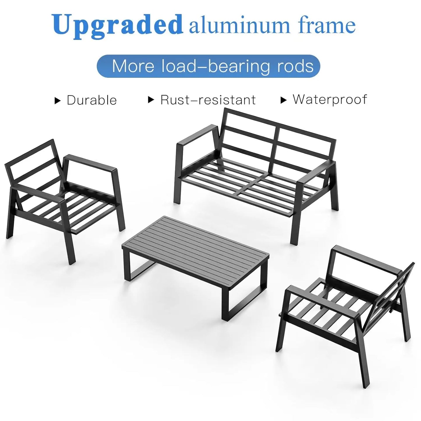 Aluminum Outdoor Patio Furniture Set With Coffee Table Modern