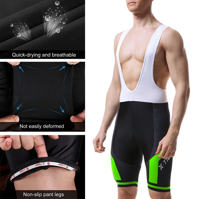X-TIGERCN Pro Cycling Bib Shorts With 5D Gel Pad Cushion